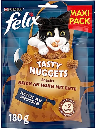FELIX Tasty Nuggets Katzensnack, mit Huhn und Ente, 6 x 180g