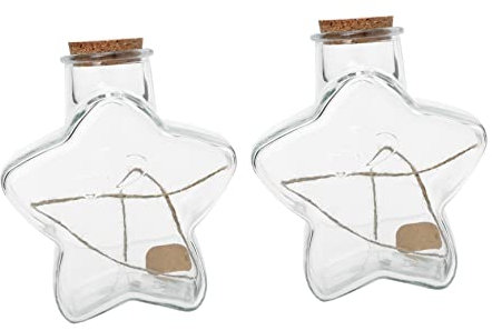 Cabilock 2pcs Star Shape Wishing Bottles Glass Perfume Bottles Corked Lid DIY Decorative Glass Bottles for Home