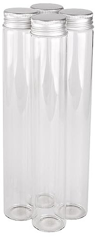 SYLALE 24 Botellas de Vidrio de 100ml con Tapas de Aluminio, 30x180mm, Botella de Vidrio for Especias, frascos de Vidrio, Viales for Manualidades, Regalo DIY