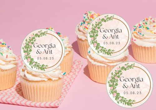 20 x EDIBLE Personalised Wedding cupcake toppers wafer/icing uncut WEDDING/ENGAGEMENT/HEN 12 (wafer paper)