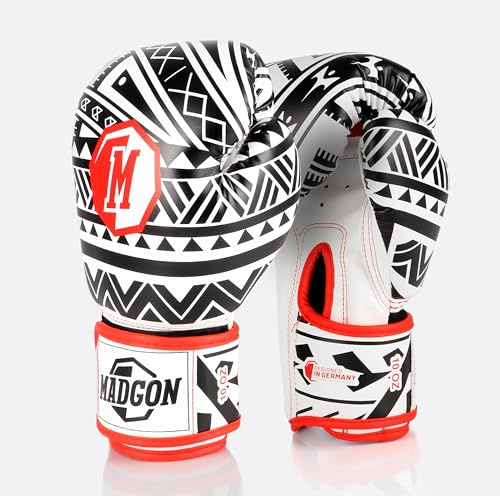MADGON Boxhandskar – träningshandskar för boxning, kickboxning, Muay Thai & sparring – extra stark stoppning och stabil handledsfixering – slitstarkt PU-läder – kvinnor och män (10–16 oz)