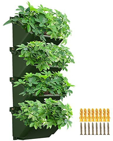 KMQRDZi Wand-Pflanzgefäß,Aufhängen Vertical Garden Wand-Pflanzgefäß, Hängende Pflanzbeutel, Selbstbewässerung, atmungsaktiv, für Yard/Garten/Balkon/Terrassen/Innenhöfen Home Dekoration (4)