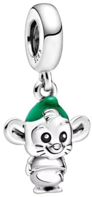 Breloque Cendrillon Raton Gus en argent sterling 925 compatible avec les bracelets à breloques Pandora et autres, pequeño, Argent, Pas de gemme