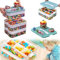 HAMON Caja Almacenaje Plastico, 3 Capas Apilables Almacenaje Juguetes Infantil para Bloques Construccion, Transparente Organizador Juguetes Infantil con Compartimentos (Verde)
