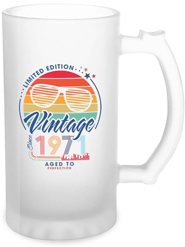 GR8Shop Limited Edition Top Vintage 1971 Birthday Transparent Beer Mug Stein 500ml