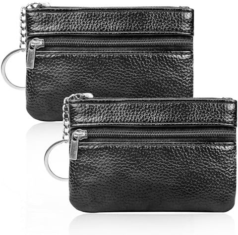 Erzekrim Schlüsseltasche Schlüsseletui Herren 2 Kleine Schlüsselmäppchen aus PU Leder Autoschlüssel Tasche Geldbeutel Coin Purse Wallet mit Reißverschluss für Autoschlüssel, Karten, Geld