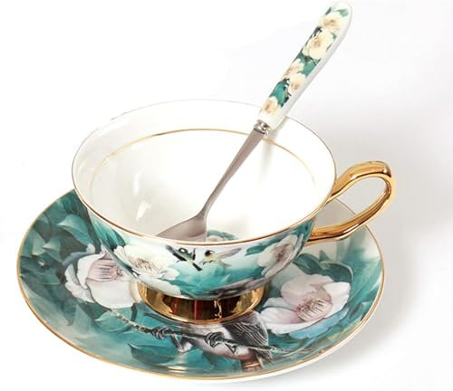 Fine Bone China Porcelain Coffee Set, Porcelain Ceramic Tea Cup, 200 Ml Coffee Cup with Saucer And Spoon, Coffee Service,#3,7oz