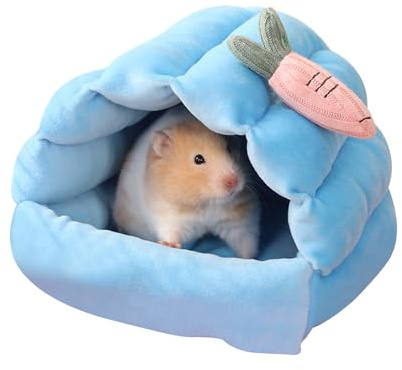 CutitiUU Hamsterbett Für Den Winter,Meerschweinchen Bett,Warmes Meerschweinchenhöhle,Kleintier-Winterhaus,Für Kleine Kaninchen,Meerschweinchen,Hamster,Chinchillas Und Andere Kleine Haustiere (Blau)