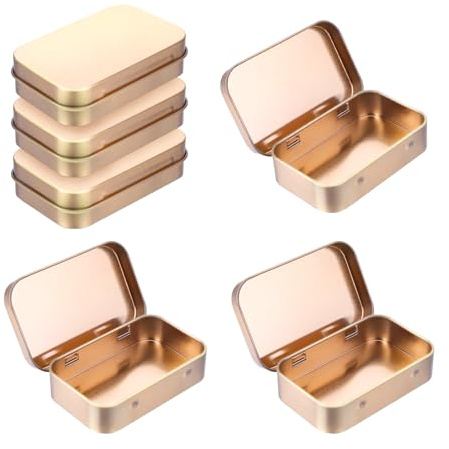 6 Stück Blechdose mit Deckel Metalldosen mit Deckel Kleine Box mit Deckel Metalldose Klein Metallbox mit Deckel 9,5 x 6 x 2,2 cm Geeignet für Süßigkeiten, Schmuck, Schlüssel, Münzen (Roségold)