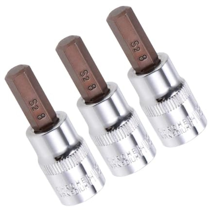 TA-VIGOR 3Pcs Hex Bit Socket, 3/8 Drive x H8 (8mm) Allen Key Socket, Premium S2 Steel Bits, Hex Bit with 48mm Length for Ratchet Wrench, Torque Wrench, Slide Bar, Impact Power Drills