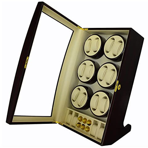JFNHUTL Automatischer Uhrenbeweger mit großer Kapazität für 12 Uhren + 4 zusätzliche Fächer. Luxuriöser mechanischer Uhrenaufbewahrungskoffer mit leisem Motor. Uhrenbox-Organize