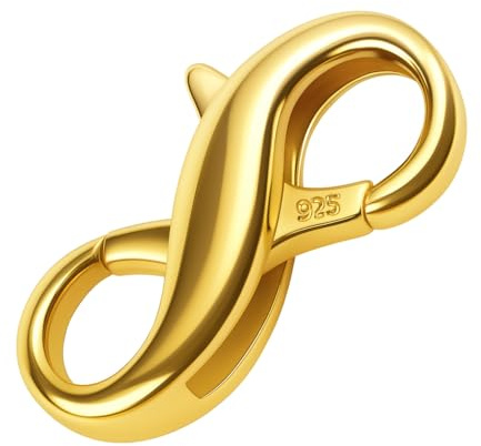 MY-BEAD kedjelås oändlighet 925 silver 14K förgylld dubbel karbinhake 14 mm halsband halsband armband gör-det-själv