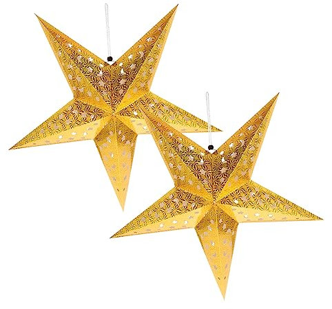 QUMIIRITY 2stücke Pentagramm Laterne Hängende Lampenschirm Goldene Weihnachtsdekoration Für Fenster Decke Und Weihnachtsbaum Für Feste Geburtstagsfeiern Und Festliche Anlässe