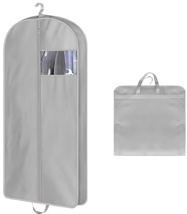 JAONLD Kleidersack 127cm Anzugtasche Kleiderschutzhülle grau Kleidersäcke Mottensicher mit Klarem Fenster,Kleidersäcke mit Reißverschluss zur Aufbewahrung Kleiderhülle für Kleider Hemden