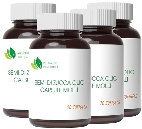 Semi di Zucca Olio Capsule Molli - 280 Softgels - Acido Linoleico Acido Oleico Omega 3-6-9 da Olio Spremuto a Freddo - 1 Perla al dì