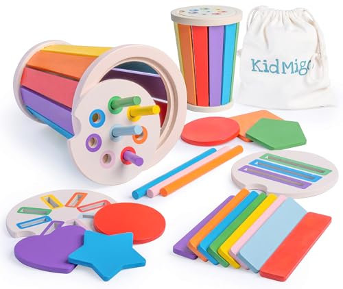 KidMigo Montessori Spielzeug Holzspielzeug Spiele Kinderspielzeug Baby Sensorik Spielzeug Motorikspielzeug Sortierspiel Steckspiel Lernspiele ab 1 2 3 Jahr