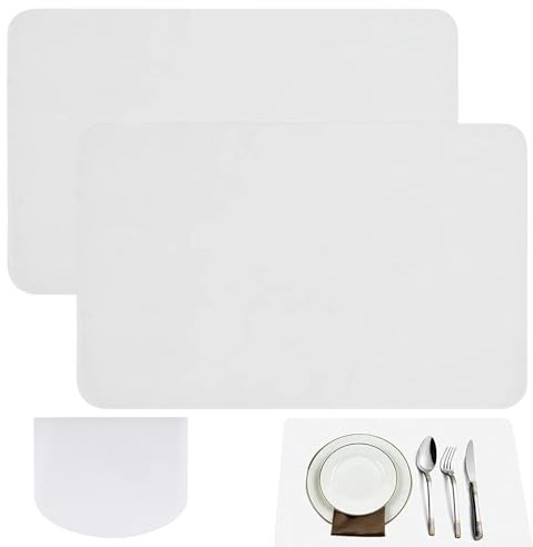 CERICAI 2 Pcs Silicone Mat, 40 x 30cm, White, Non-Stick Heat Resistant Countertop Mat, Kitchen Worktop Protector