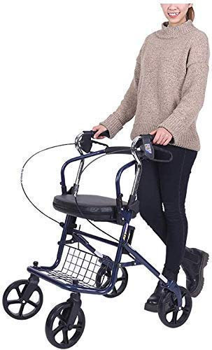 Rollator Walker Rollator mit Sitz und Rädern Medizinische Mobilitäts-Gehhilfen Faltbar, Gehgestell mit Aufbewahrungskorb,Blau