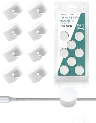 Maveek Cable Clips 8Pcs, Magnetic PRO Cable Holder with Strong Self Adhesive Metal Plate, Cable Management Wire Clips, Cable Organisers Cable Tidy Clips for Desktop, Office, Home, Car (White)