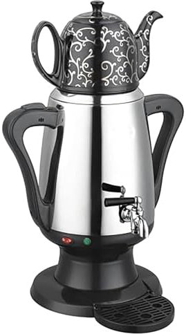 Cafetera turca eléctrica, hervidor de agua caliente de acero inoxidable de doble pared de 4 l, apagado automático y protección contra ebullición en seco, tetera para cafetera turca con mango anti-es