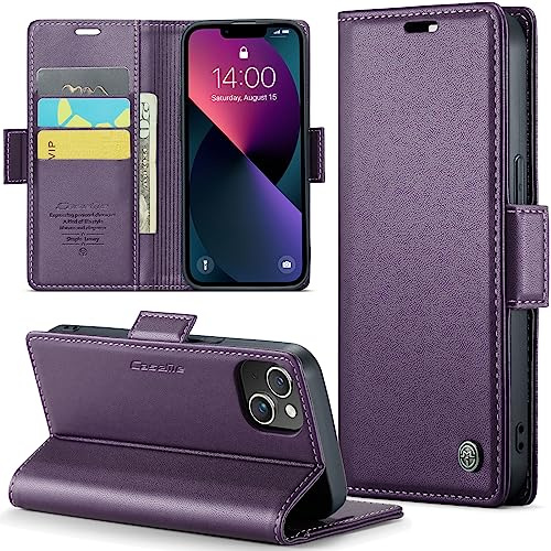 Phernykas Funda para iPhone 13 Libro Case, Cierre Magnético Función Soporte Bloqueo RFID Proteccion Flip Wallet Carcasa Móvil para iPhone 13 Funda, Morado