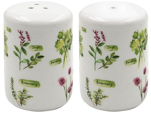 The Leonardo Collection Herb Garden Salt & Pepper by Jennifer Rose Gallery | Decorative Salt and Pepper Shaker Set with Herb Garden for Home & Kitchen | Ideal Kitchen Accessories Gift for Women & Men