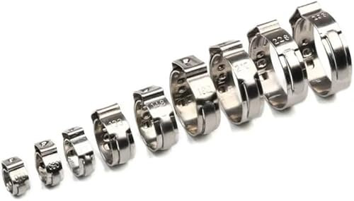 KYUEPONG Hose Clamp,Hose Clamps, 10pcs Pipe Clamp Stainless Steel 304 Single Ear Hose Clamps Single 5.3-31mm Multiple Specifications(17.8 21.0mm)