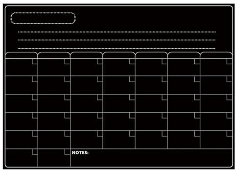 Pizarra Magnética Negra para Nevera de 11,7 X 16,5 Pulgadas, Calendario de Borrado en Seco, Planificador Semanal Mensual, Tablero de Película PET para Refrigerador de cocina.