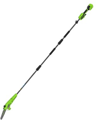 Greenworks 24V 20cm Akku-Hochentaster, Hochentaster mit 2,68 m Reichweite zum Baumschneiden, 8 Zoll Elektrische Kettensäge mit Automatischer Ölung, 6,7 m/s Kettengeschwindigkeit, nur Werkzeug