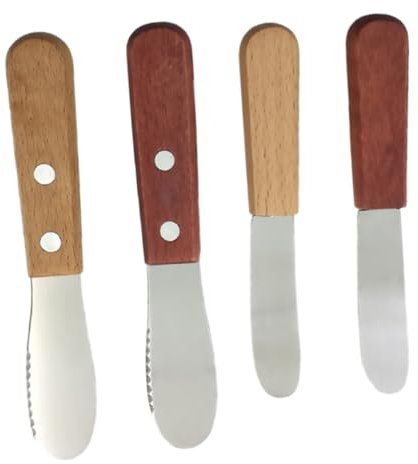 LABRIMP 4 Pièces Couteaux à Tartiner Acier Inoxydable avec Poignée Spatules pour Beurre Confiture et Fromage Outils de Cuisine Multifonctionnels