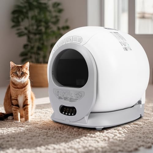 Intelligente Katzentoilette 65L 48x13.7x50.1cm Smart Self-Cleaning Litter Box Anwendbare 1-8kg Katze automatische Katzentoilette mit Geruchsbeseitigerin APP-Steuerung