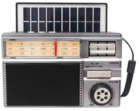 Uxsjakjsd NEW Portable FM AM SW Radio-Vintage Solar Charging Retro Radio, Rechargeable BT Speaker, TF Card USB AUX Included