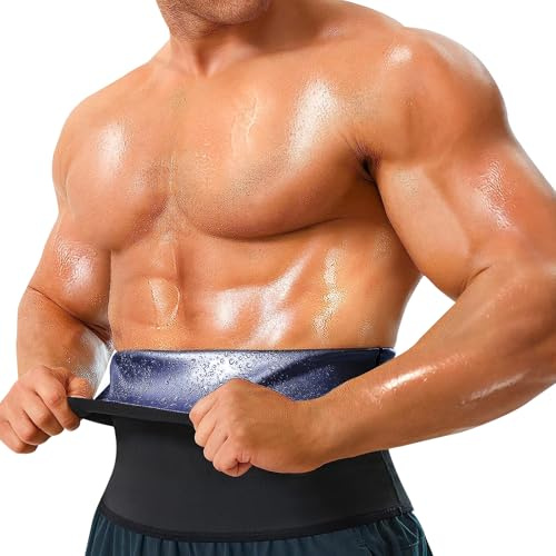 GENEMEN Fitness Gürtel Herren Gym Slimming Belt Sauna Waist Trainer Schwitz Bauchweggürtel Taillenformer (Blau, M)