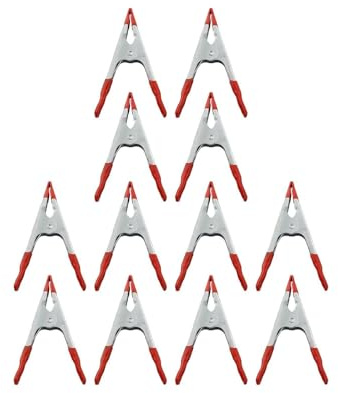 Lot de 12 pinces à ressort de 10,2 cm en acier robuste avec revêtement en caoutchouc pour bâche, étal, tente, toile de fond, travail du bois