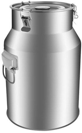 JJsdwin Jarra de leche hermética de acero inoxidable 201, barril de acero inoxidable con junta de silicona, jarra de leche de acero inoxidable para almacenar aceite, arroz, vino y agua (28 L)