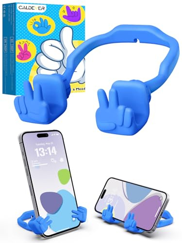 Phone Stand Holder for Desk Gifts for Teens Boys Girls Stocking Fillers | Upgrade Adjustable Peace Sign Lazy Phone Holder for Desk Gadgets Birthday Gifts for Women Men Teenage Adults Wife (Blue)