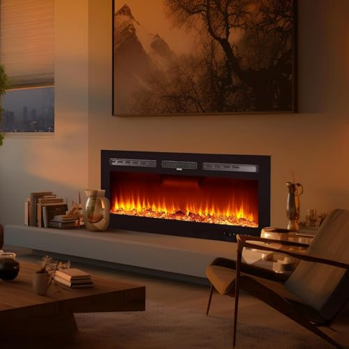 3 In 1 Electric Fireplace, 60/152cm Freestanding/Wall Mounted/Recessed Electric Fireplace with 12 Colour Flame Effect, Touch & Remote Control, 2 Heat Settings 900W - 1800W