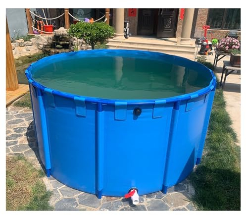 Piscine à poissons en toile, étang autoportant, rond, épais, en PVC, facile à monter, grand cadre en métal rond (6154L/1626GAL-2,8 x 1 m (D x H)