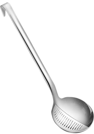 VALICLUD Cazo Colador de Aceite de Acero Inoxidable con Mango para Cocina Hogar Cuchara Separadora de Grasa para Sopa Filtro Práctico y Fácil de Limpiar