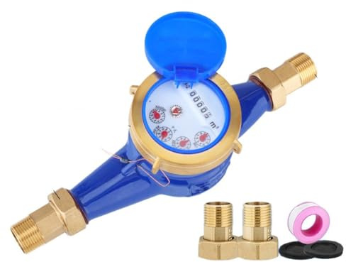 DN20 3/4 Zoll Digitaler Trockenwasserzähler mit integriertem Filter, präzise Messung von geringen Durchflussraten, geeignet für Haushalt und Wohnungen, Anzeige resistent gegen Temperaturschwankungen