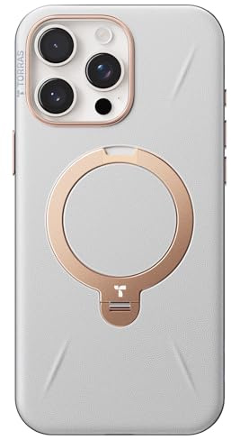 TORRAS Ostand Q3 VegSkin für iPhone 16 Pro Max Hülle(Nachhaltig Silikonleder) (360° Magnetischer Unsichtbarer Ständer) Premium Haptik Langlebig Hülle iPhone 16 Pro Max Case Edle Lederstruktur Weiß
