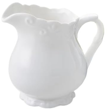 Såskanna Sås Båt Vit Relief Hantverk Keramisk Mjölkkanna Mjölkkopp Stor Västerländsk Matjuicehink Mjölk Kanna Kök(12.5x18cm)