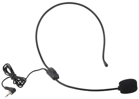Dpofirs Mini Microfono Cablato con Testa da 3,5 Mm, Microfono Indossato con Testa a Condensatore con Cavo da 1,05 M per Amplificatore Vocale Altoparlante PC Karaoke