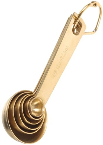 KICHOUSE Cucharas Medidoras Pequeñas y Diseño Fácil de Usar Juego de 6 de Acero Inoxidable Dorado Capacidad Precisa para Cocina y Hornear