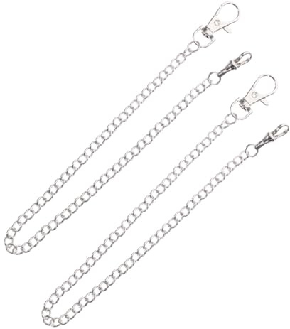 AMUSLESUR 2 Stück Taschenuhrketten für Herren aus Metall mit Sicherem Clip und Retro Design Silberne Uhrenketten für Weste Hose und Alltag zur Vermeidung von Verlust