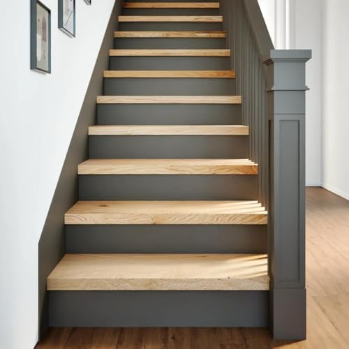 QUAHEAS Gradini per scale in legno di rovere massiccio, 70 x 30 x 2 cm, 12 pezzi, non trattati, versatili, come davanzale della finestra, antiscivolo, per scale in legno, interni, con protezione