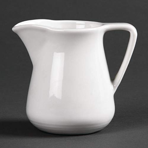 Olympia Linear Porcelain Cream Jugs 137ml, White, Pack of 12 | Fully vitrified for thermal and shock resistance; durable glazed finish is oven, microwave and dishwasher safe.