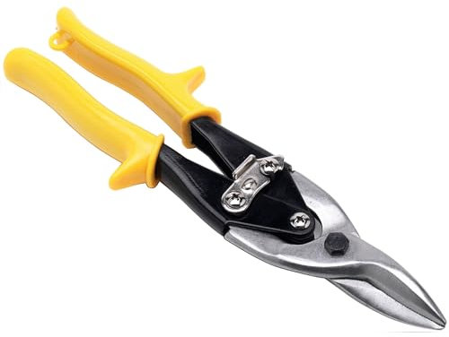 Performance Tool W2043 10 Inch Center Cut Aviation Tin Snip for Cutting Metal Sheet, Chrome Vanadium Steel with Forged Blade, Straight Aviation Snips for Safety Latch, and Hanging Hole