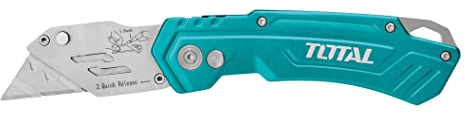 Total Tools - Couteau de coupe professionnel | Longueur de 180 mm | Poids de 165 g | Inclus 6 lames de rechange | Cuisine | Acier inoxydable | Ergonomique