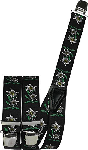 Harrys-Collection Hosenträger 35mm 3 Clipse Oktoberfest Trachten, bordeaux | stufenlos verstellbar, elastische Bänder, extra starke Clipse mit Kunststoffeinlagen, ideal für die Trachtenhose